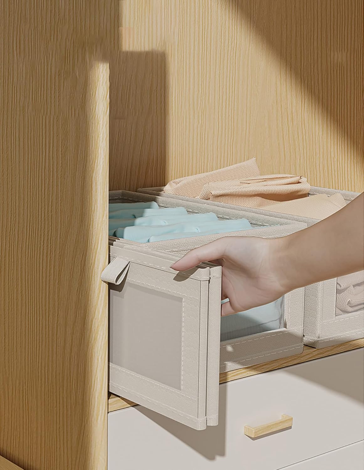 Premium Cotton Wardrobe Organizer Box | Pack of 2 | 40x27x17 cm