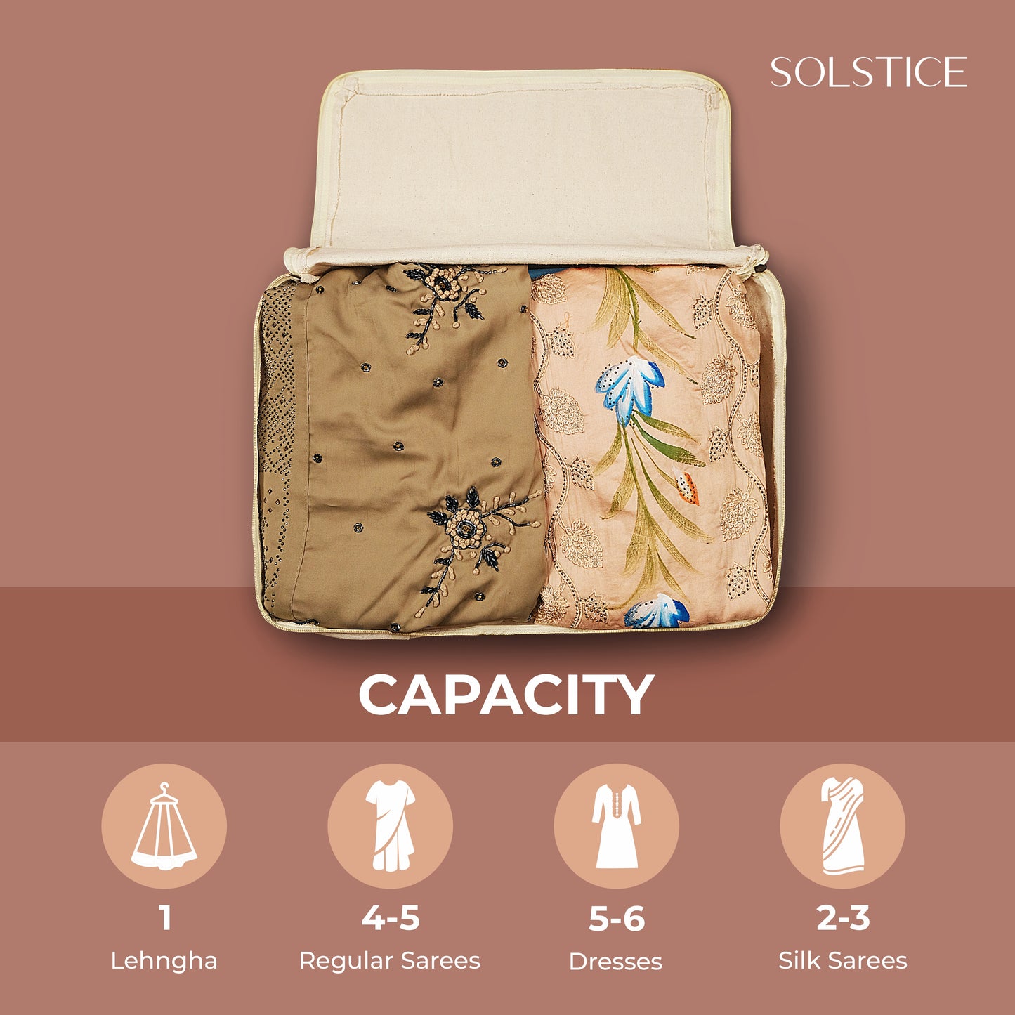 Pack of 3 | Cotton Canvas Clothes Storage Bags| Extra pocket | 17 x 14 x 6 Inch