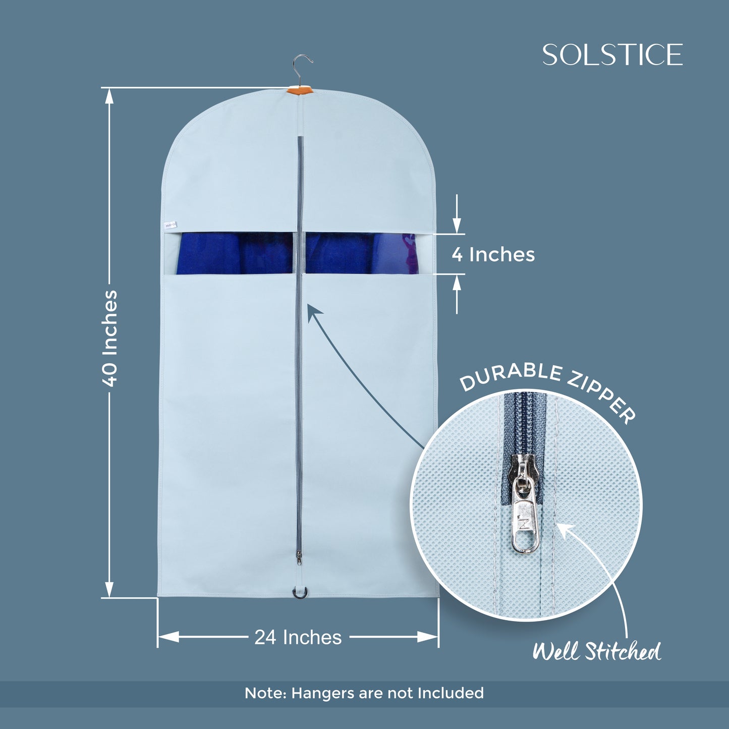 Pack of 5 Suit Cover Big Size with Zip of 40 x 24 inch