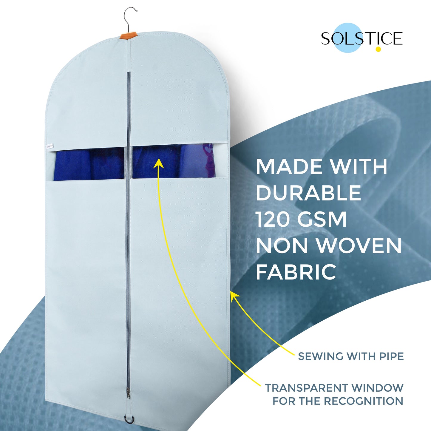 Pack of 5 Suit Cover Big Size with Zip of 40 x 24 inch