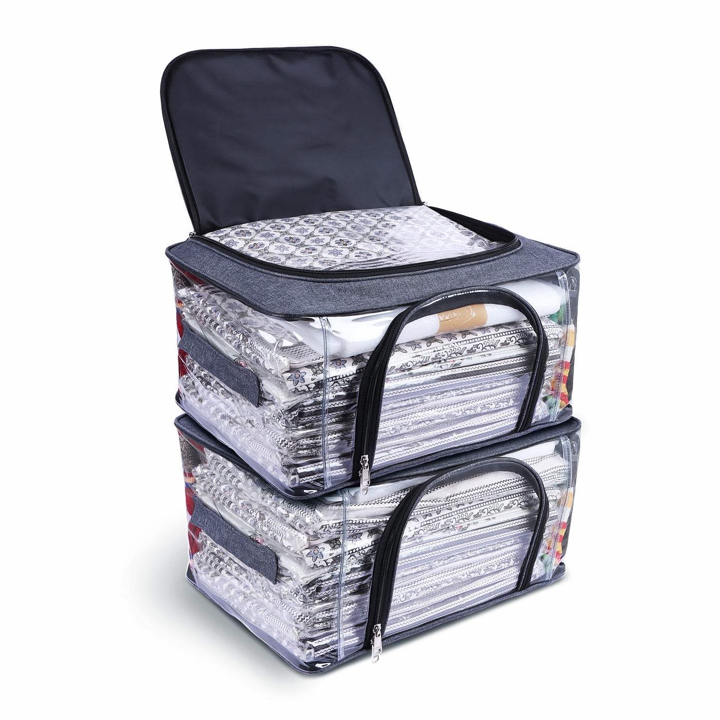Set of 2 Storage Box for Clothes of Plastic 44 x 32 x 24 cm