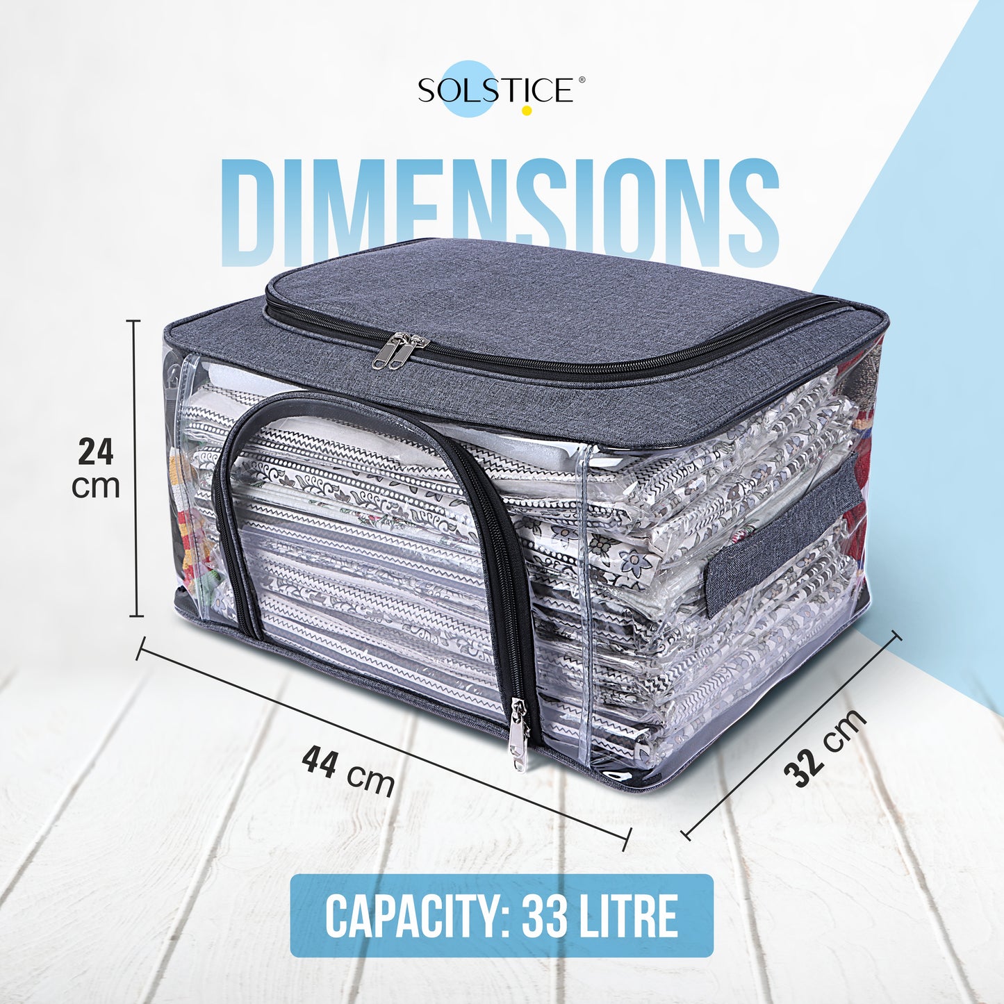 Set of 2 Storage Box for Clothes of Plastic 44 x 32 x 24 cm