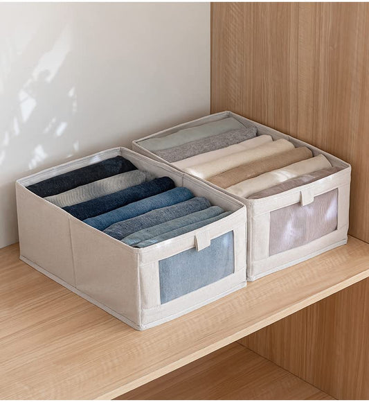 Premium Cotton Wardrobe Organizer Box | Pack of 2 | 40x27x17 cm