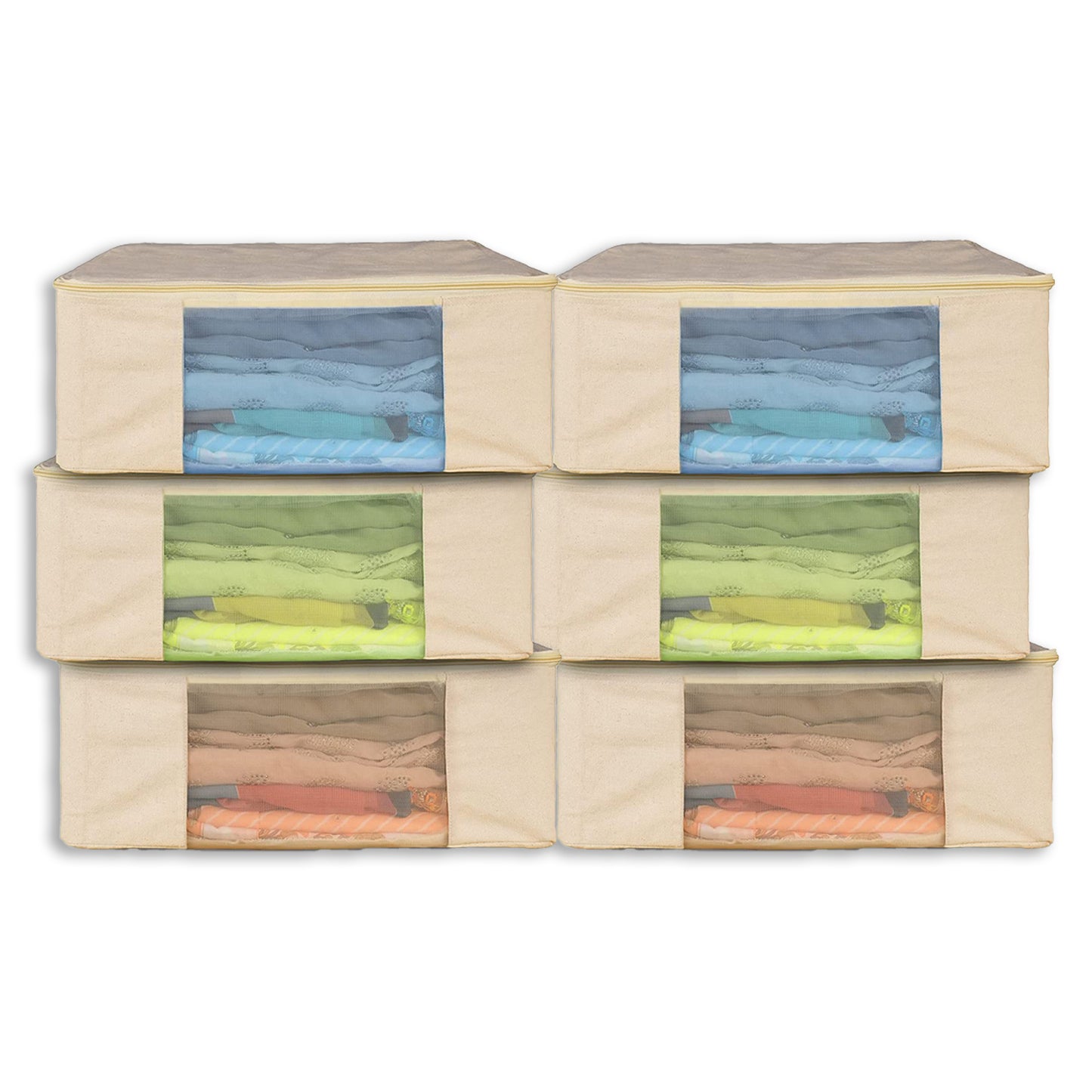 Set of 3 Cotton Canvas Clothes Storage Bags | 17 x 14 x 7 Inch
