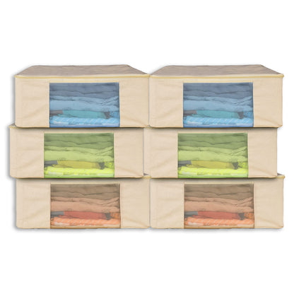 Set of 3 Cotton Canvas Clothes Storage Bags | 17 x 14 x 7 Inch