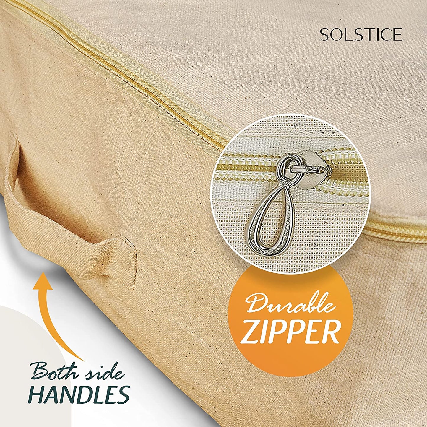 Set of 3 Cotton Canvas Clothes Storage Bags | 17 x 14 x 7 Inch