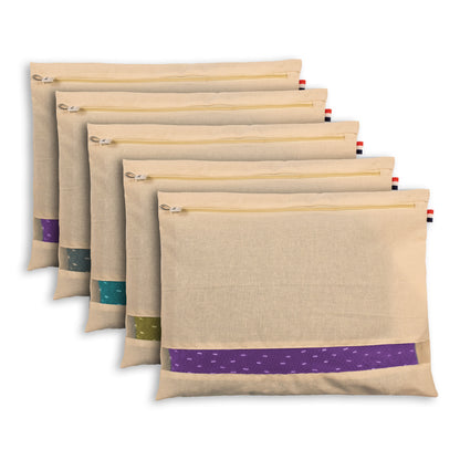 Set of 5 cotton big saree covers / bags for storage single 18 x 15 Inches