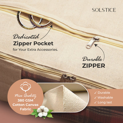 Pack of 3 | Cotton Canvas Clothes Storage Bags| Extra pocket | 17 x 14 x 6 Inch