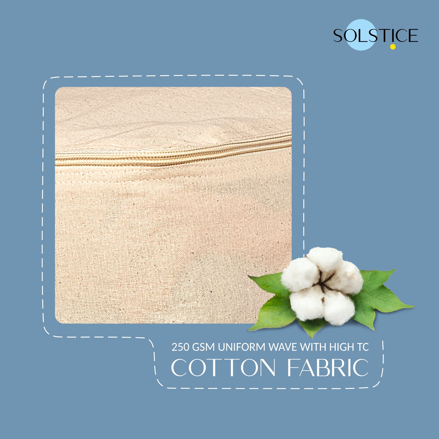 Set of 3 Cotton Clothes Storage Box/Covers with Zip 18 x 16 x 4.5 inch