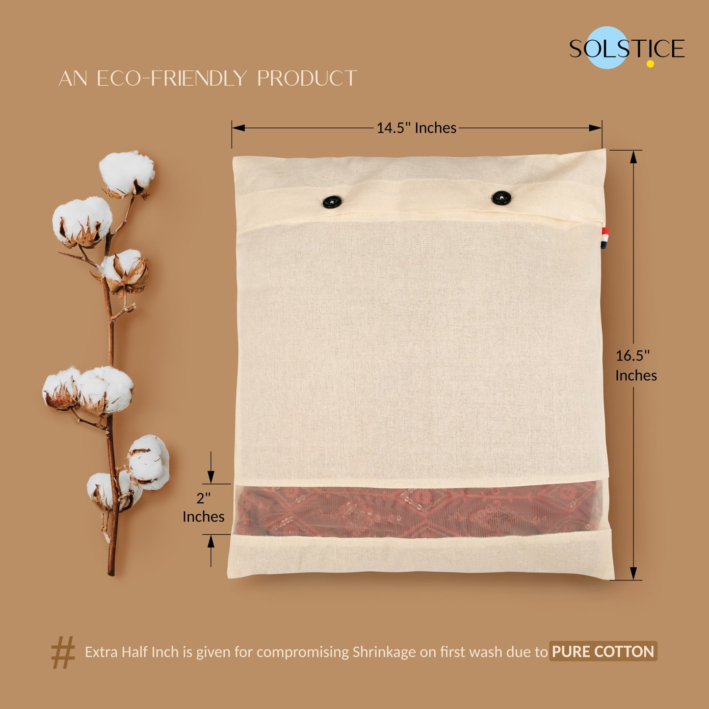 Set of 24 Cotton Saree Cover/Clothes Covers Set of 24 of 16 x 14 inches with Button Closure