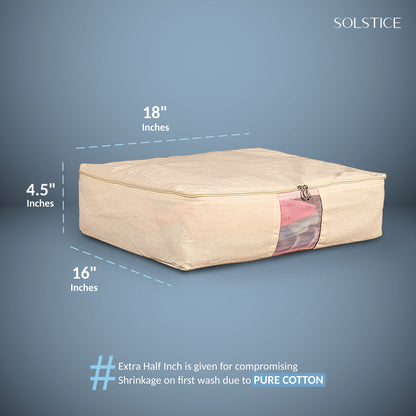 Set of 5 Cotton Clothes Storage Box/Covers/Bags with Zip (18 x 16 x 4.5 inch)