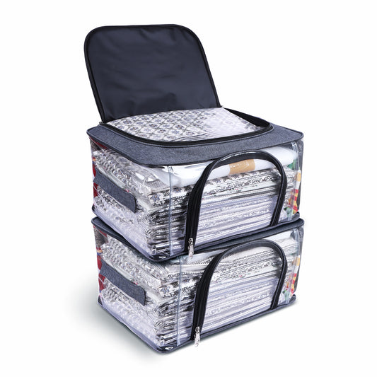 Set of 2 Storage Box for Clothes of Plastic 44 x 32 x 24 cm